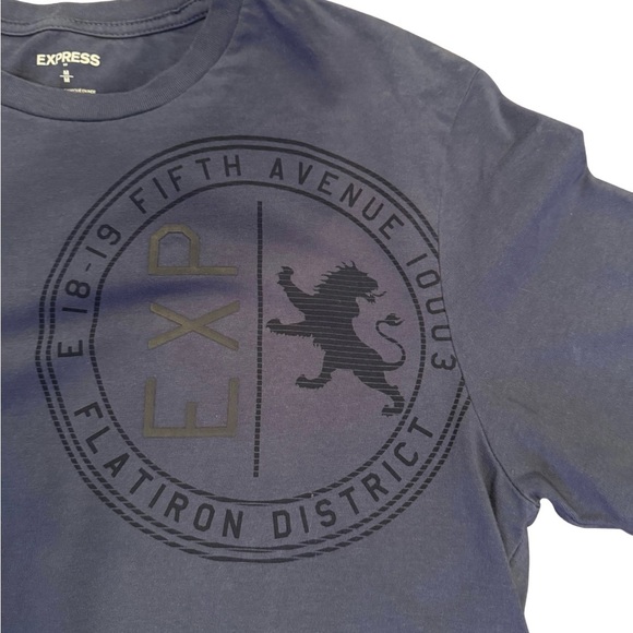 Express Men's Short Sleeve Graphic Crew T-Shirt Blue Medium - Picture 2 of 4